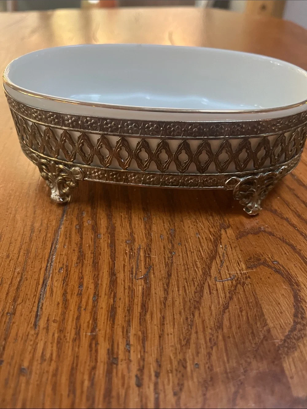 Vintage Ornate and Gold-Trim Porcelain soap dish